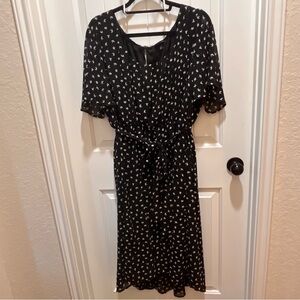 Torrid Plus Size Black with Bird Print Midi Dress - 1X